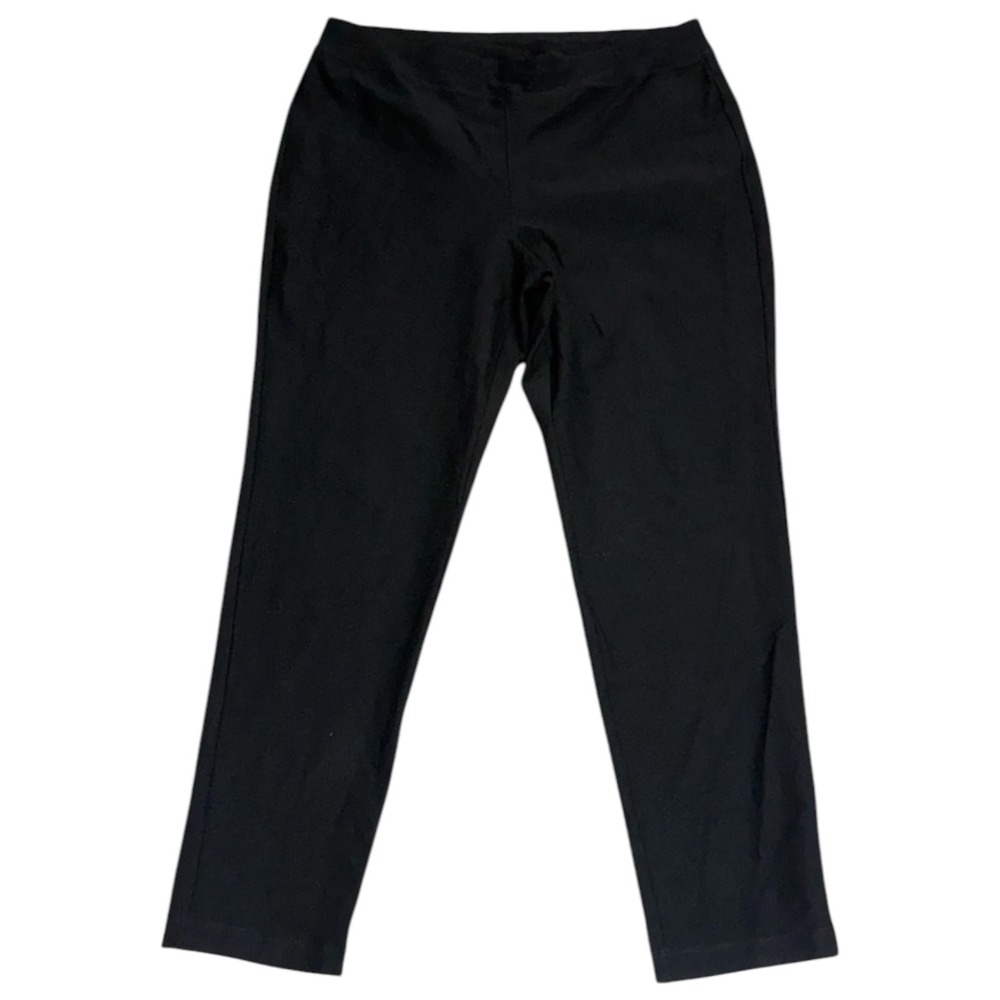 Eileen Fisher Black Slim Ankle Pants Women's Size L Stretch Pull-On Ponte - Picture 3 of 12